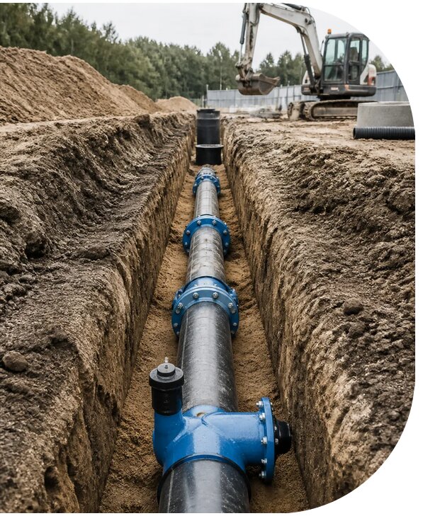 Строительство наружных сетей водоснабжения для объектов в Нефтеюганске