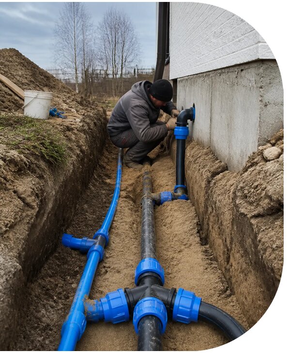 Монтаж наружного водопровода на участке под ключ в Нефтеюганске