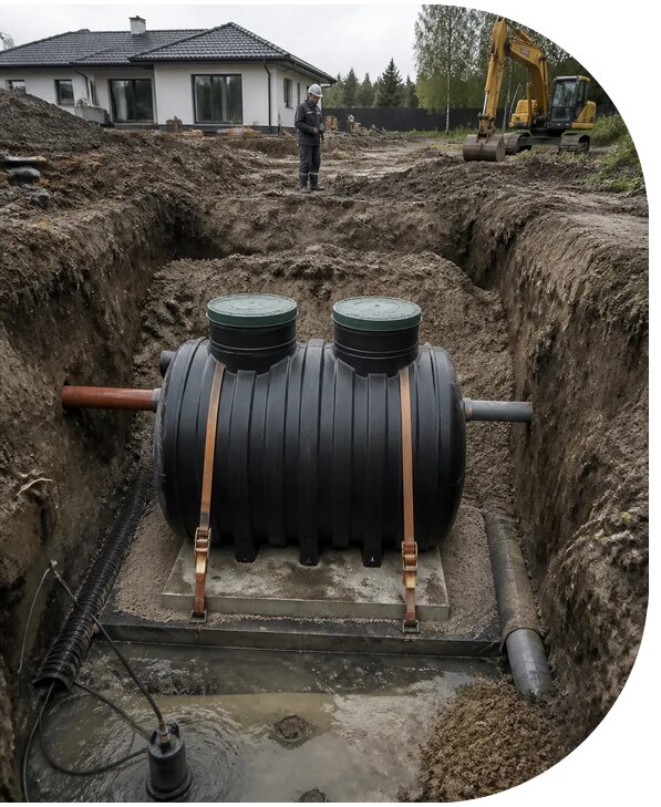 Монтаж септика при высоком уровне грунтовых вод в Нефтеюганске